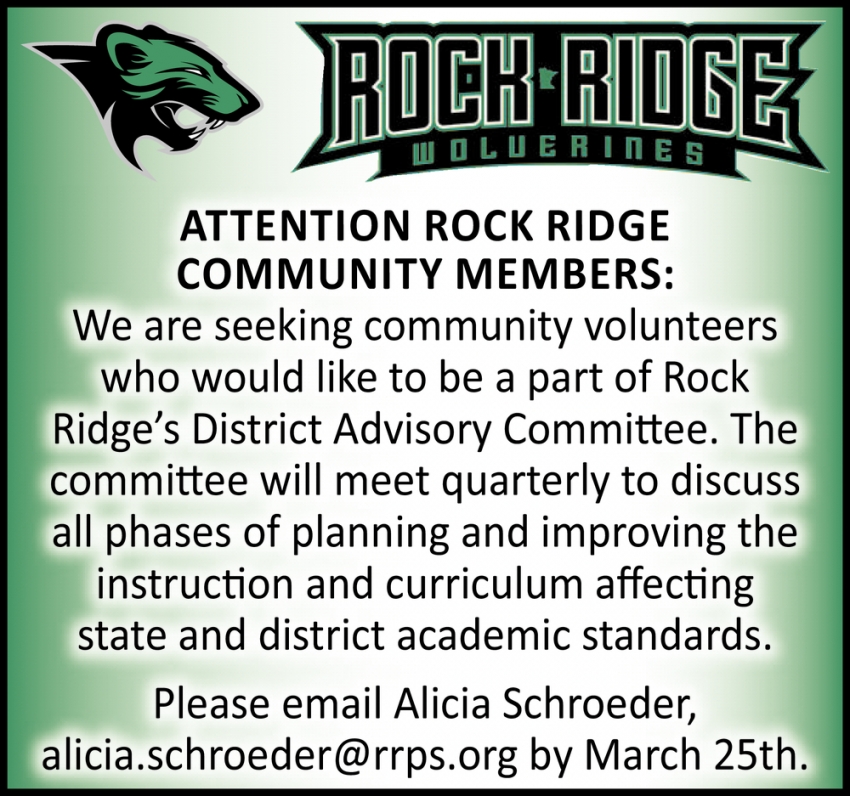 Attention Rock Ridge Community Members