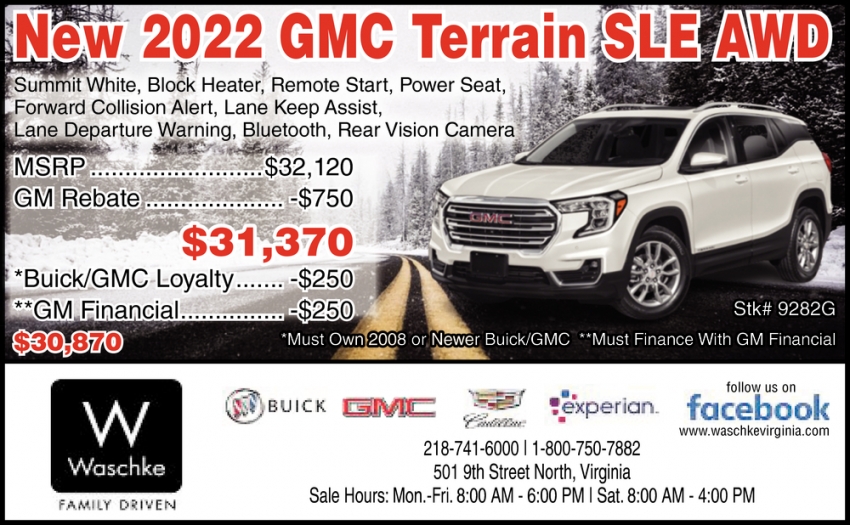 New 2022 GMC Terrain SLE AWD