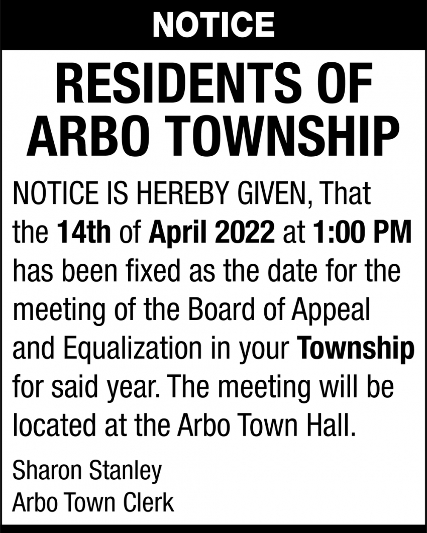 Residents Of Arbo Township