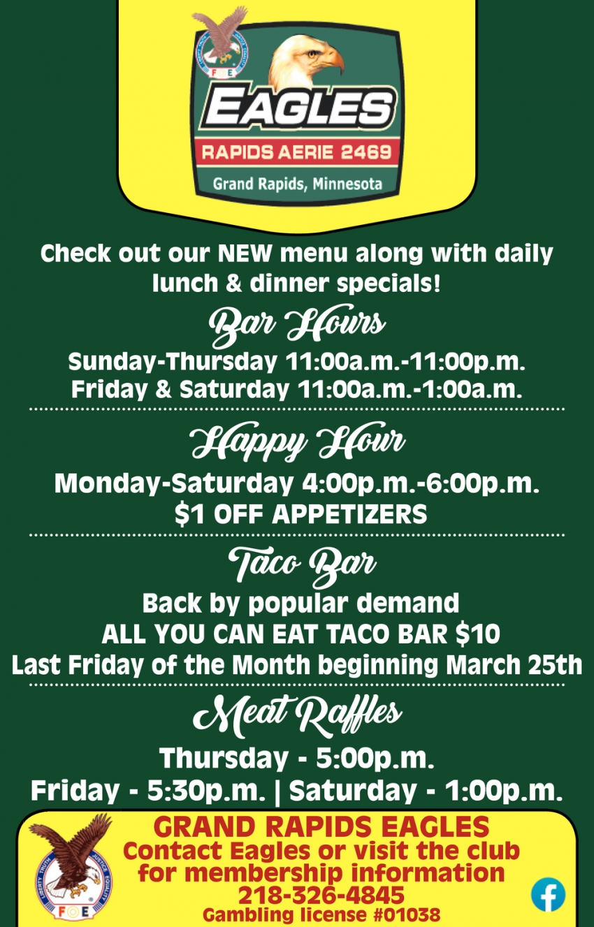 Check Out Our NEW Menu Along With Daily Lunch & Dinner Specials!