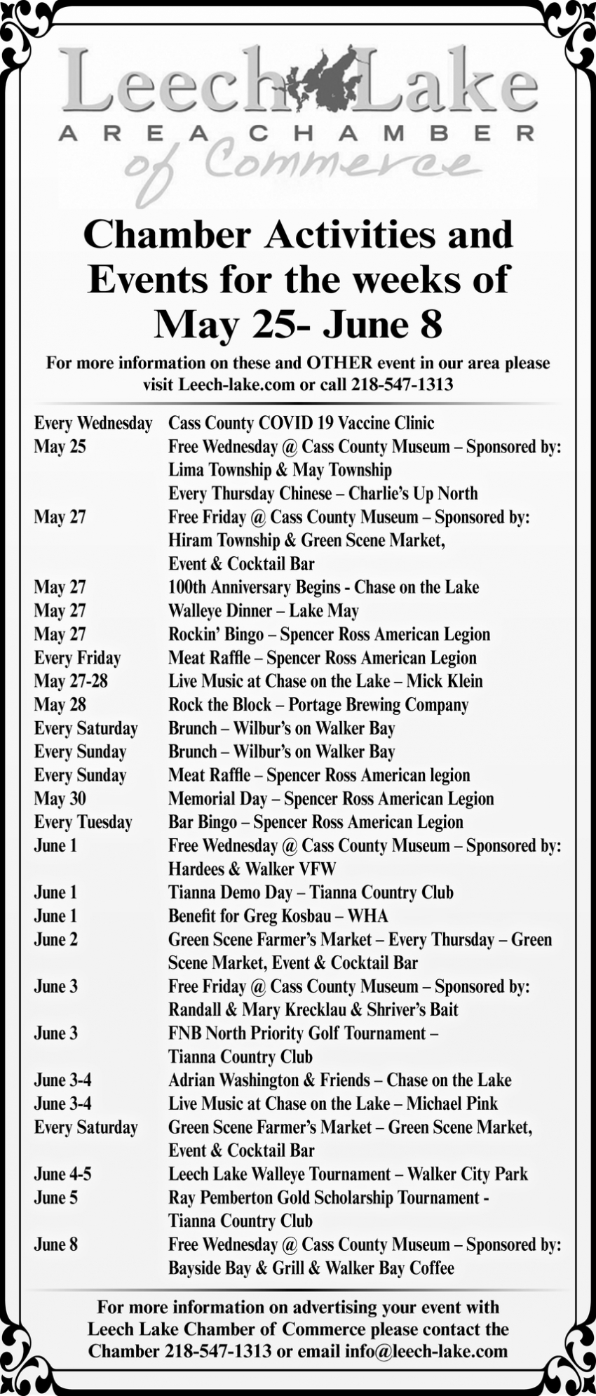 Chamber Activities And Events For The Weeks Of May 11 - May 25