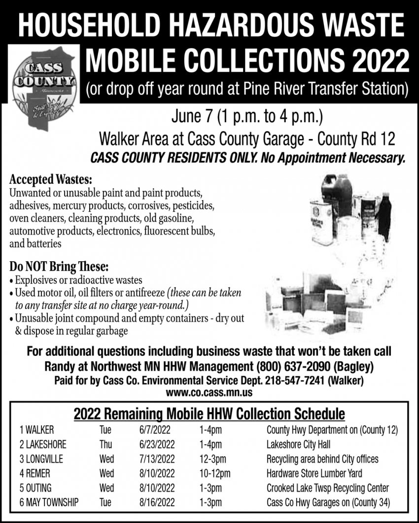 Household Hazardous Waste Mobile Collections 2022