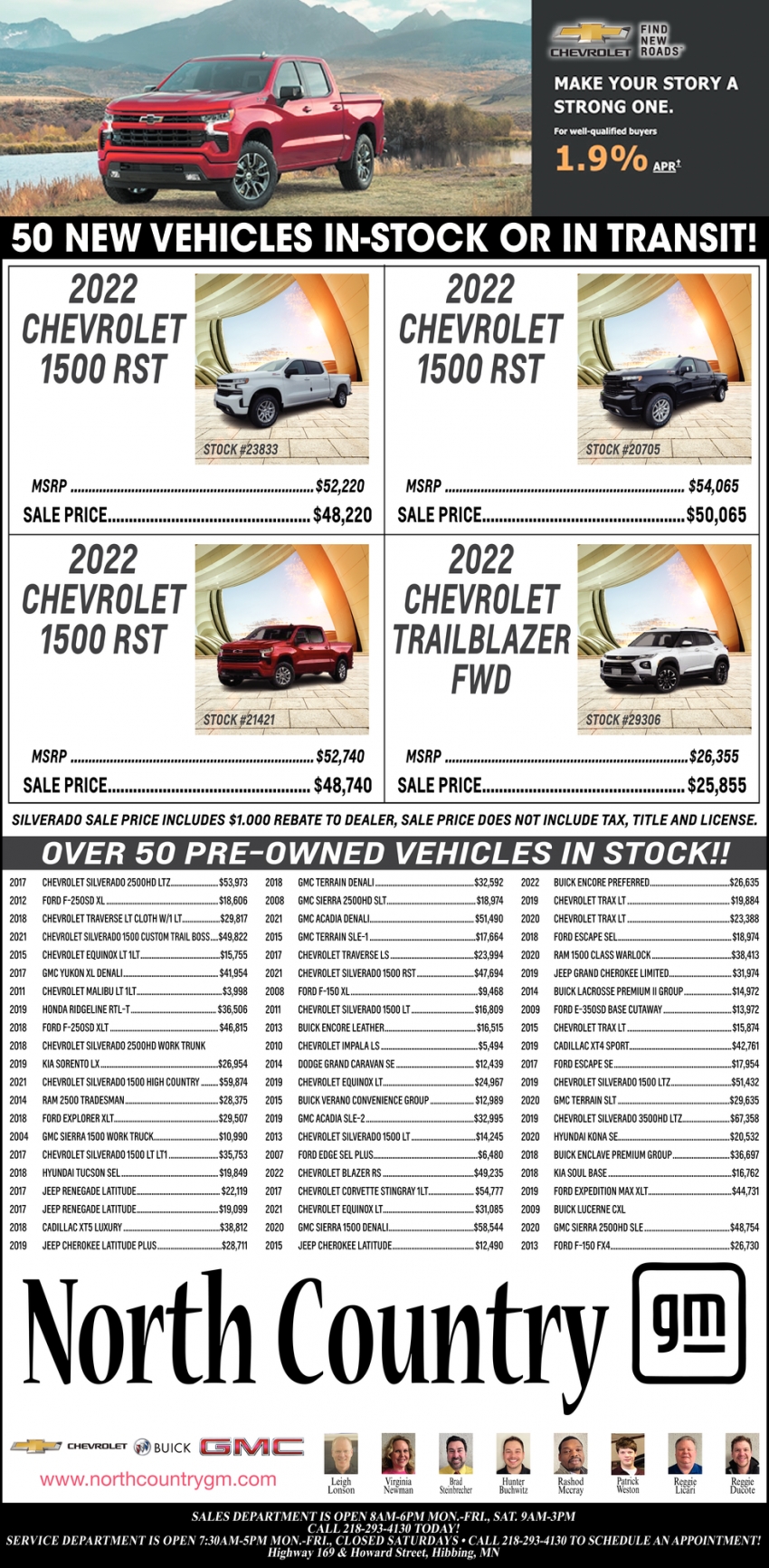 50 New Vehicles In-Stock Or In Transit!