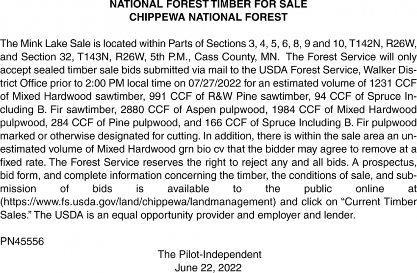 National Forest Timber For Sale