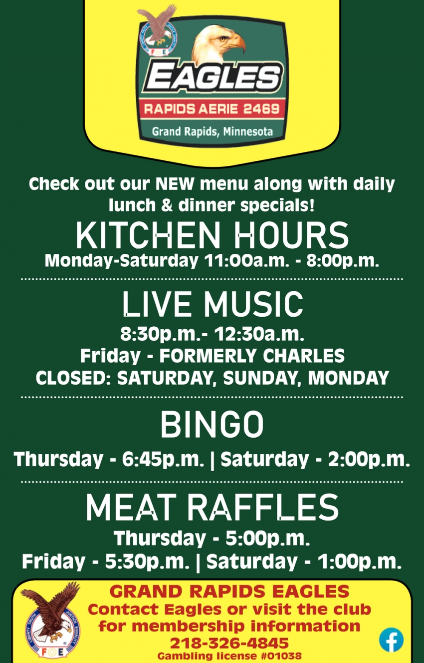 Check Out Our NEW Menu Along With Daily Lunch & Dinner Specials!