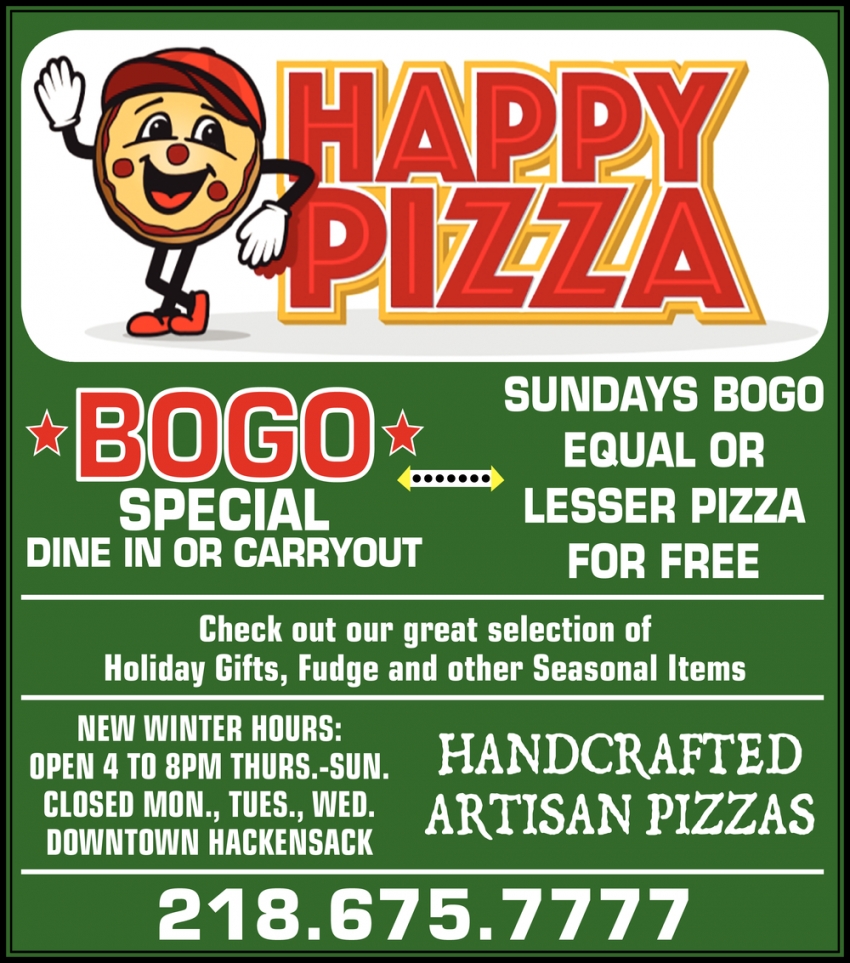 Sunday Bogo Equal or Lesser Pizza for Free