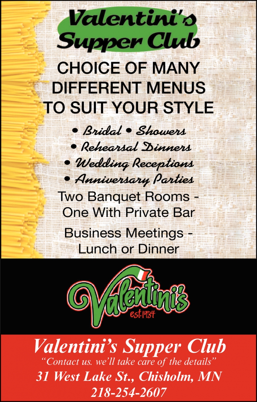 Choice Of Many Different Menus To Suit Your Style