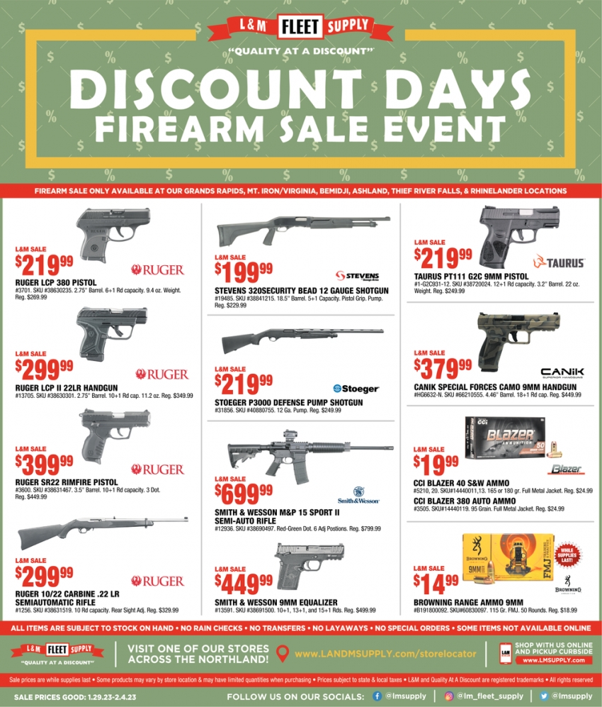 Discount Days Firearm Sale Event