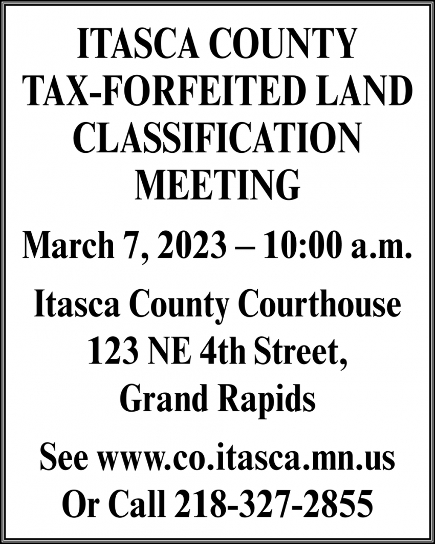 Itasca County Tax-Forfeited Land Classification Meeting
