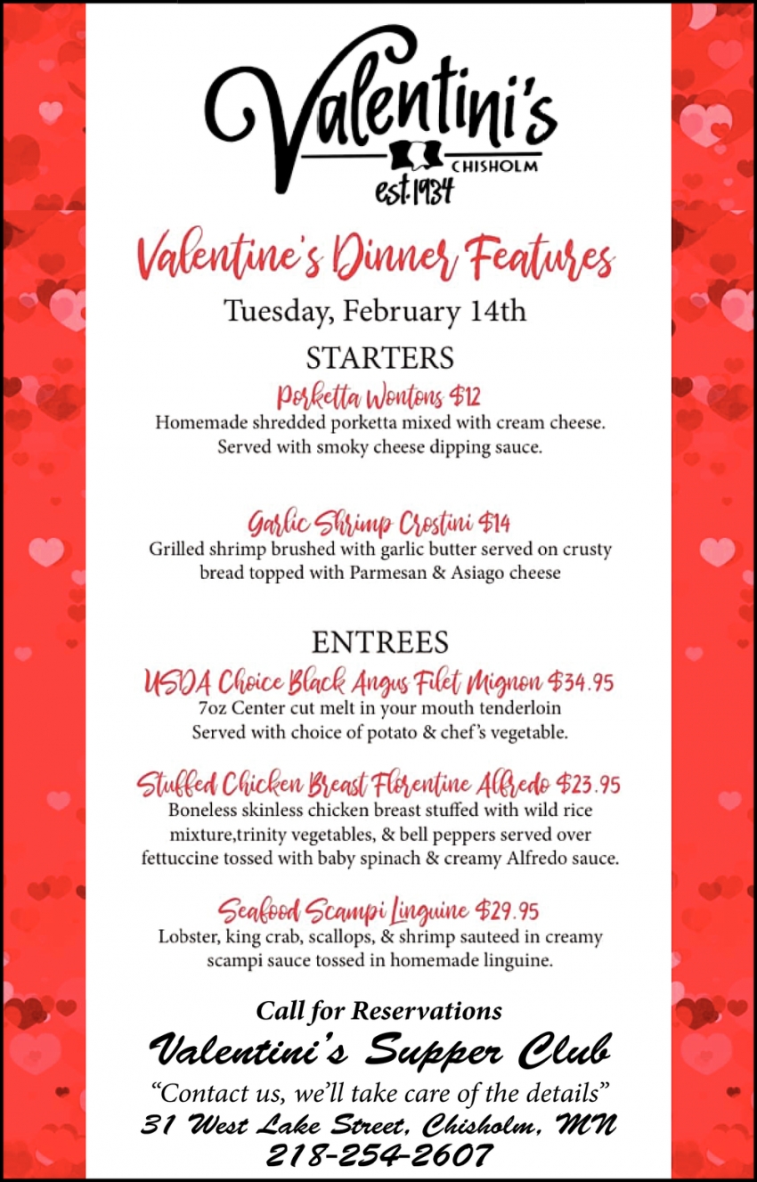 Valentine's Dinner Features