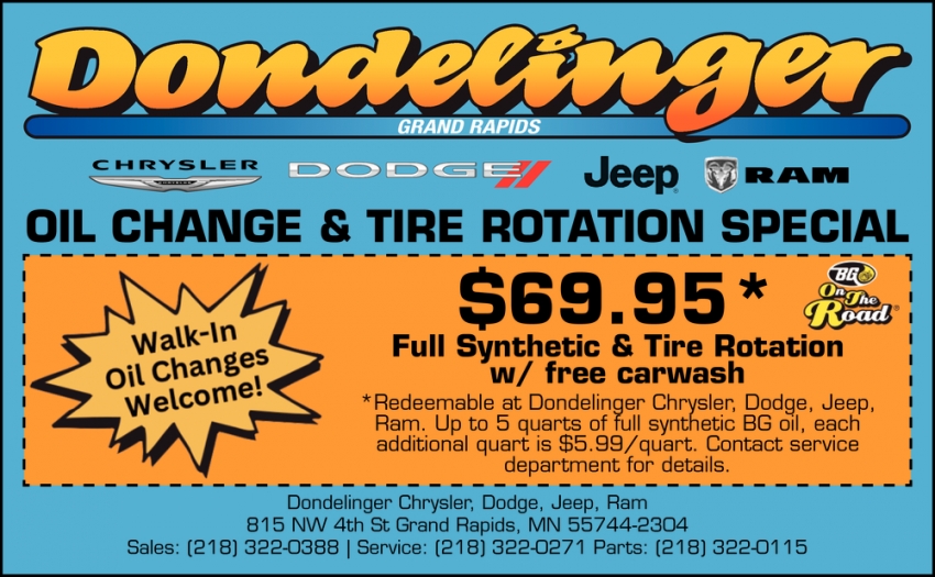 Oil Change & Tire Rotation Special
