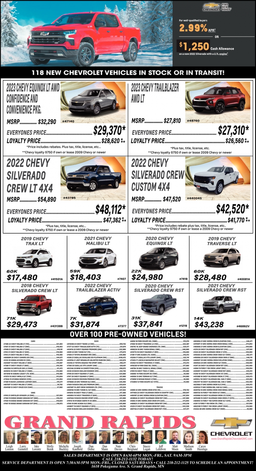 118 New Chevrolet Vehicles In Stock Or In Transit!