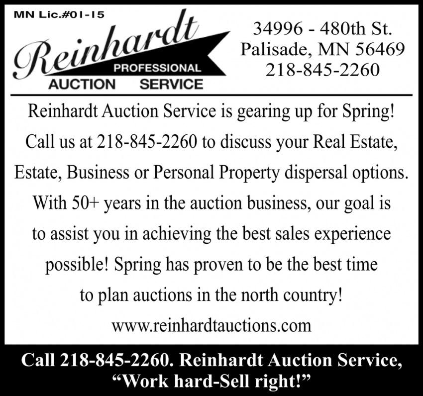 Reinhardt Auction Service Is Gearing Up For Spring!