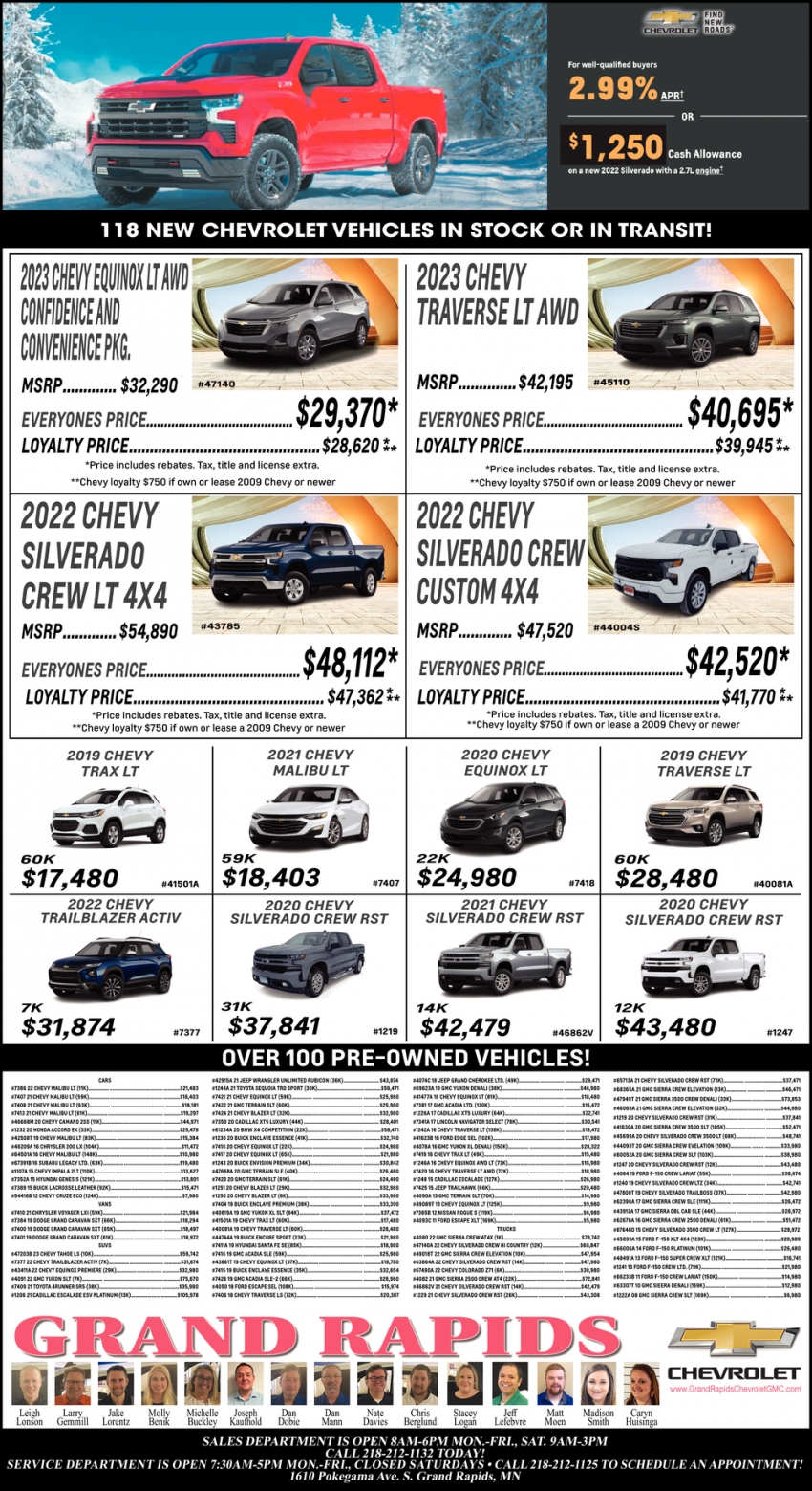118 New Chevrolet Vehicles in Stock Or In Transit!