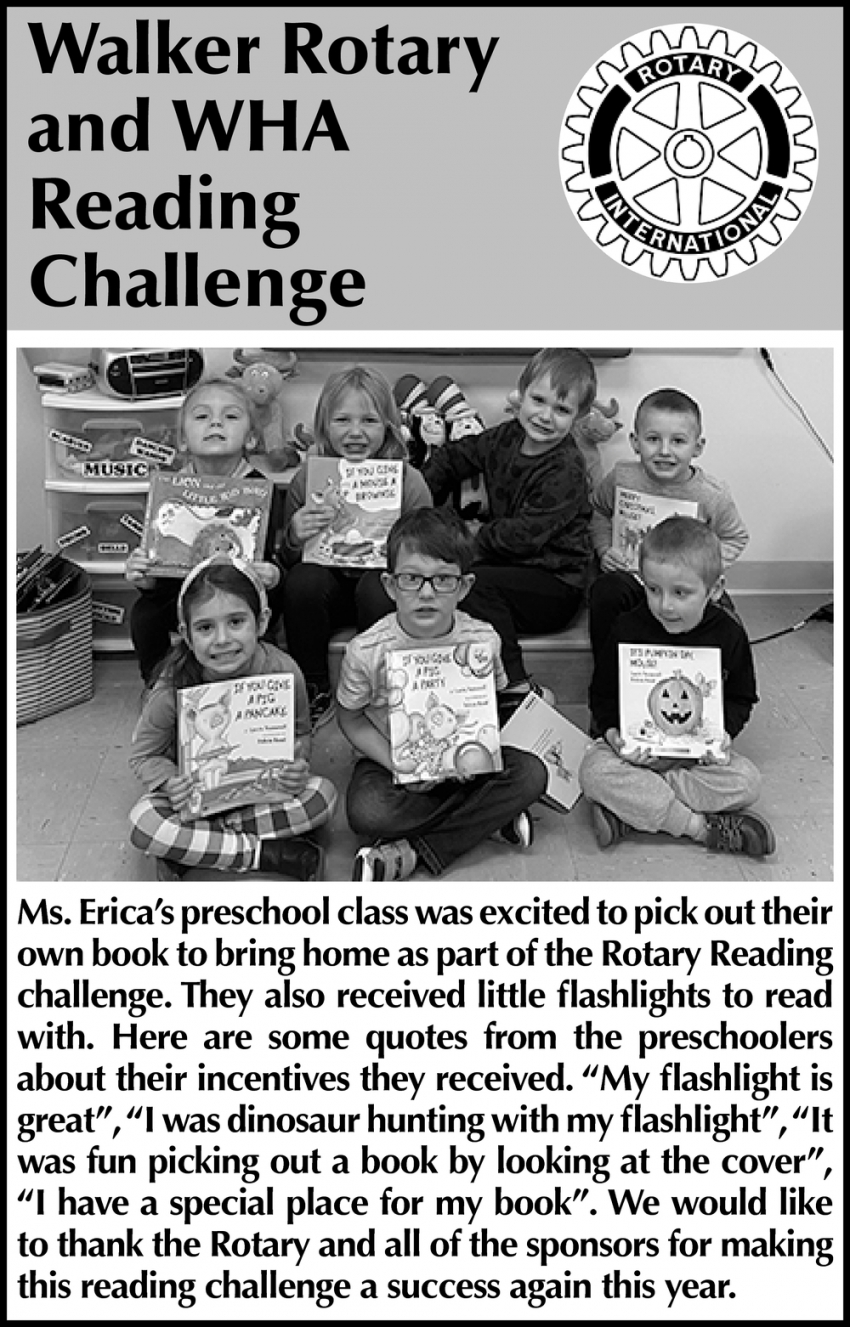 Walker Rotary And WHA Reading Challenge