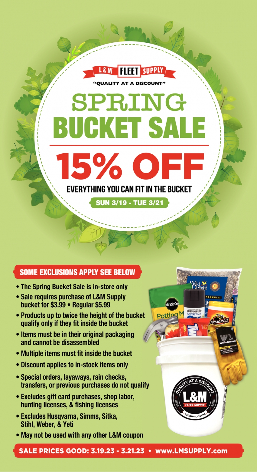 Spring Bucket Sale 15% OFF