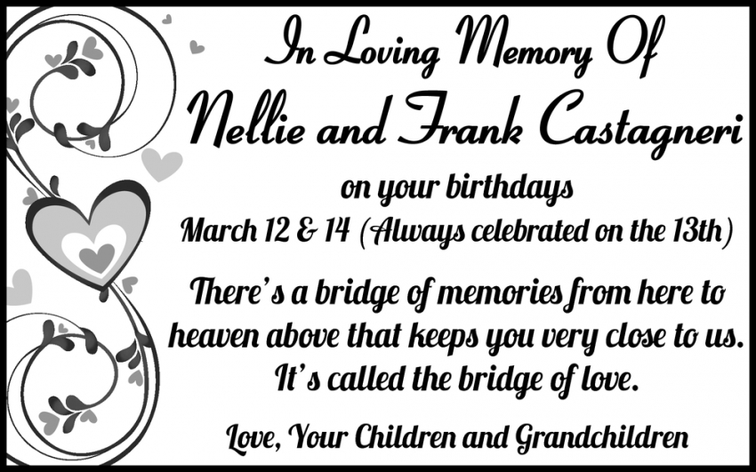 In Loving Memory of Nellie and Frank Castagneri