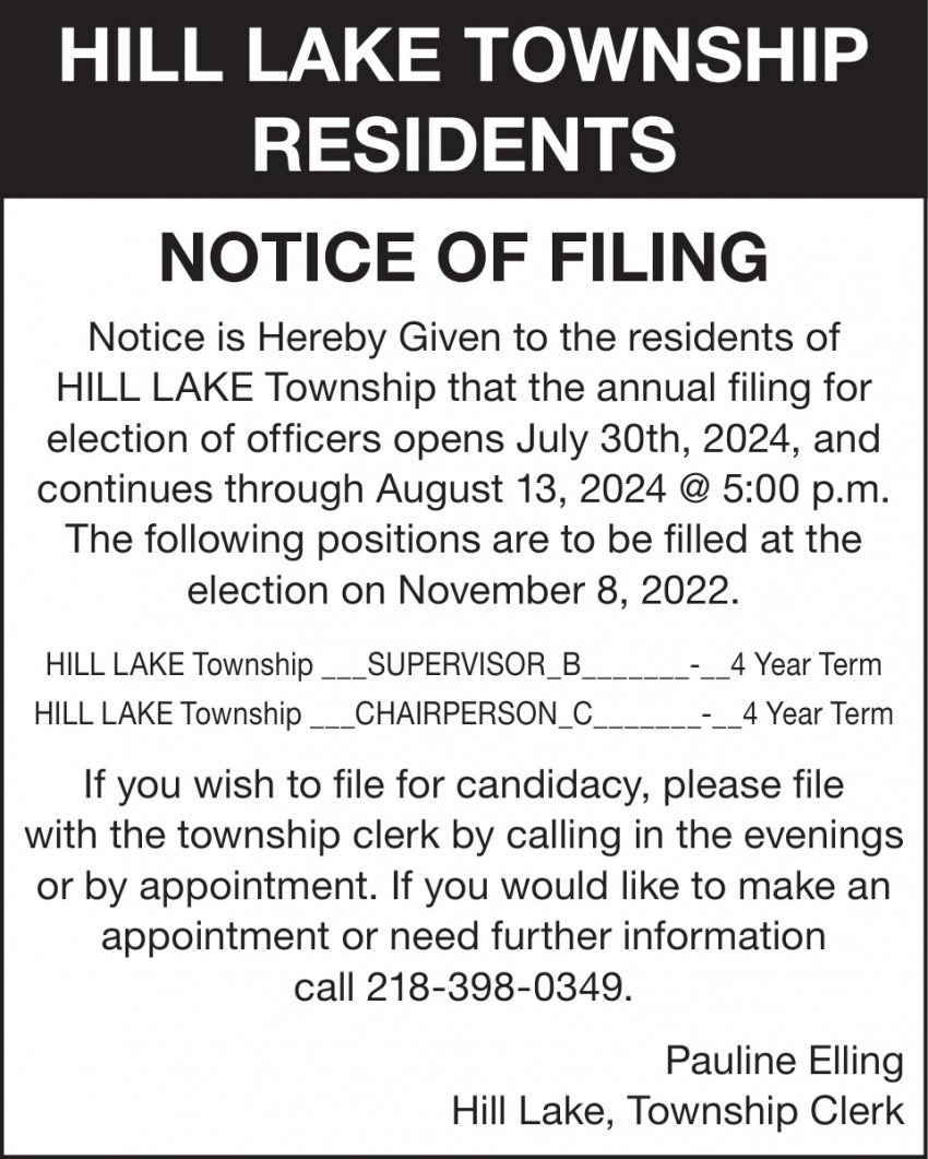 Notice of Filing