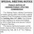 Special Meeting Notice