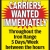 Carriers Wanted Immediately