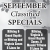 September Classified Specials