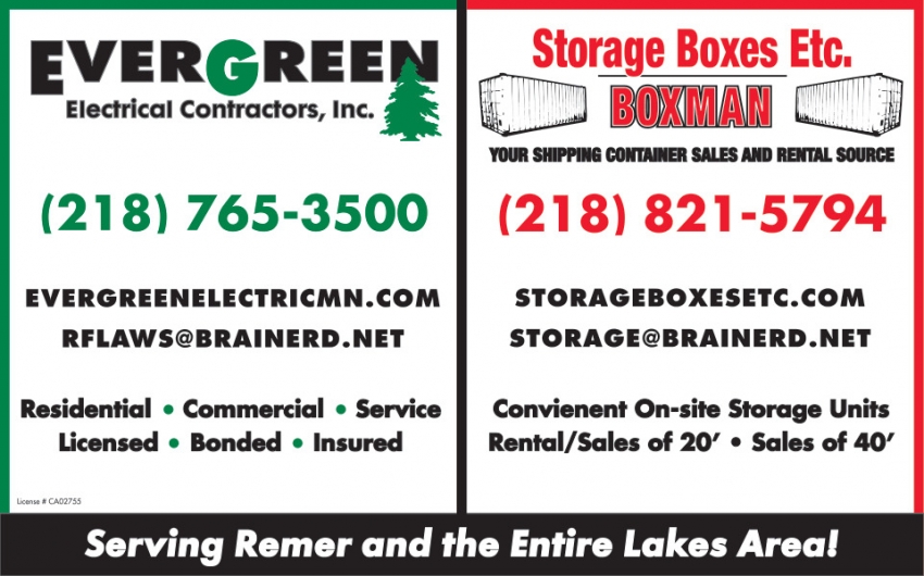Evergreen Electrical Contractors, Inc - Storage Boxes Etc.