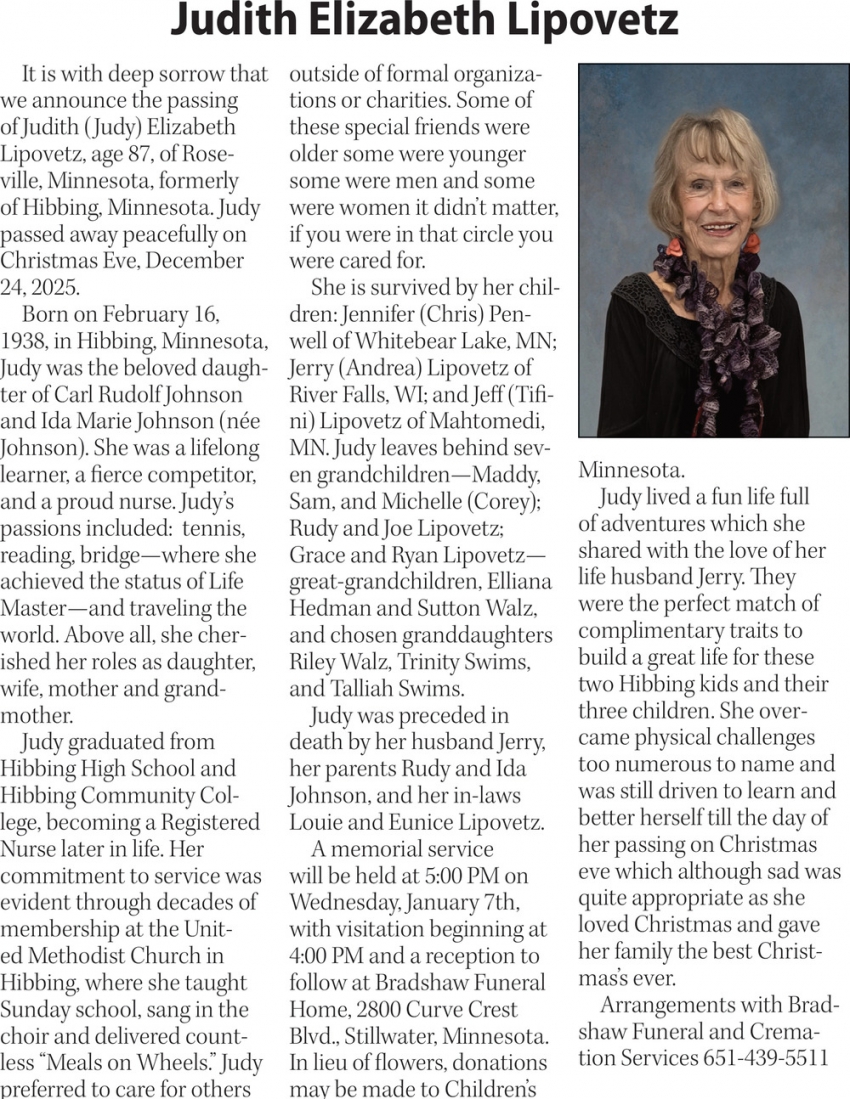 The Family of Judith Elizabeth Lipovetz