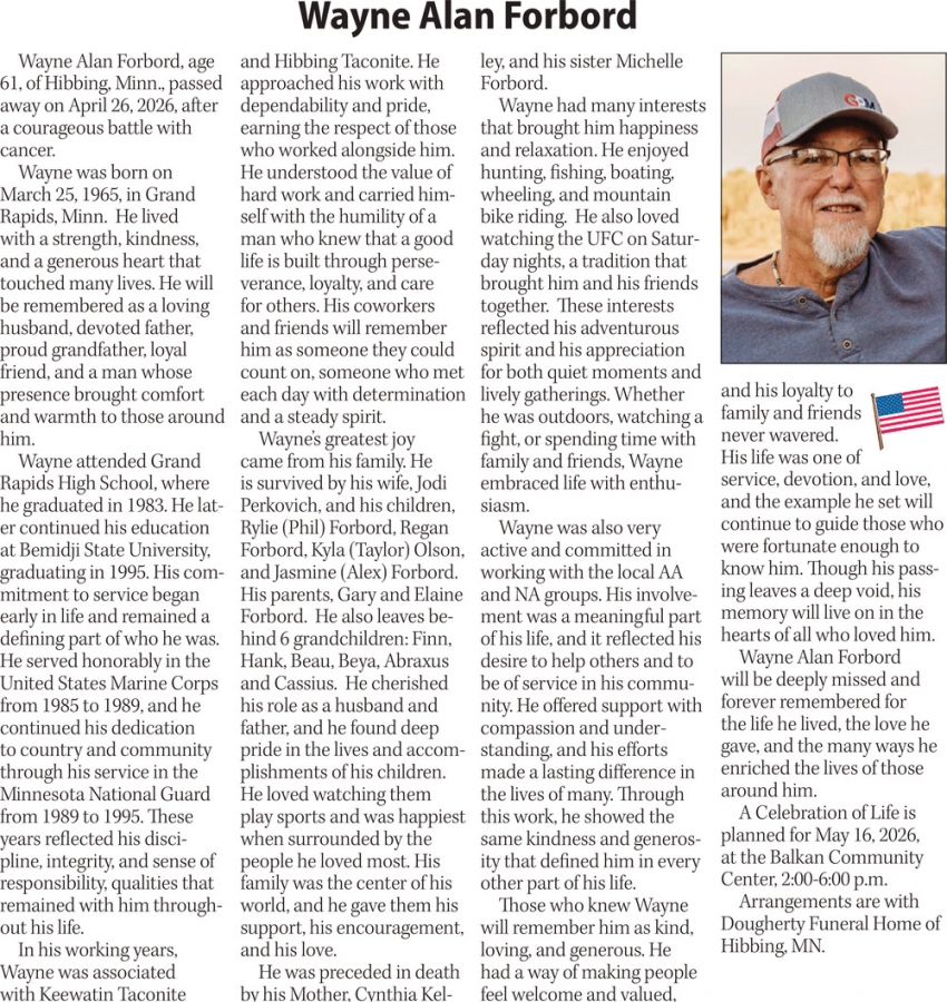 The Family of Wayne Alan Forbord