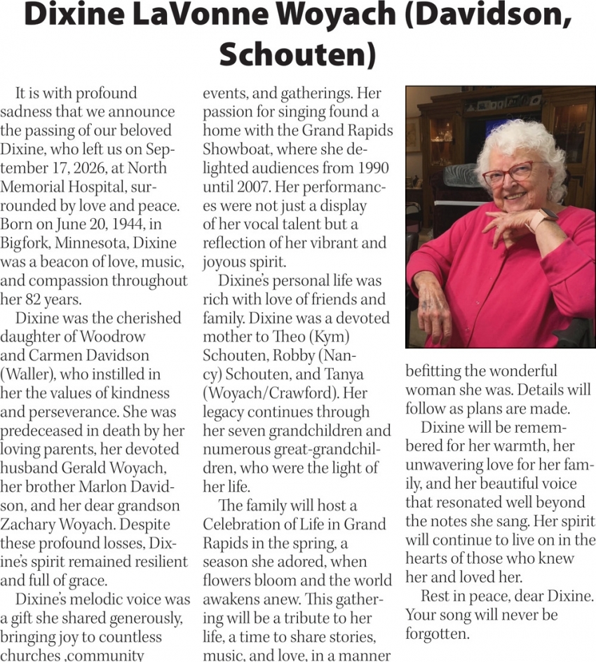 Dixine LaVonne Woyach (Davidson Schouten)