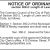 Notice of Ordinance