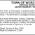 TOWN OF WORCESTER OFFICIAL NOTICE