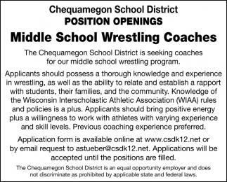 Middle School Wrestling Coaches
