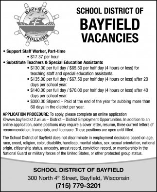 Bayfield Vacancies