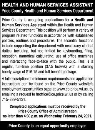 Health and Human Services Assistant