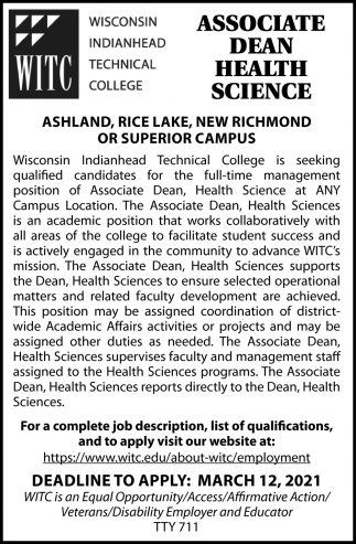 Associate Dean Health Science