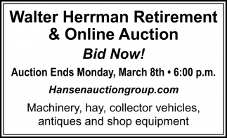 Walter Herrman Retirement & Online Auction!