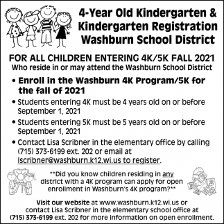 Enroll In The Washburn 4K Program/5K for The Fall of 2021