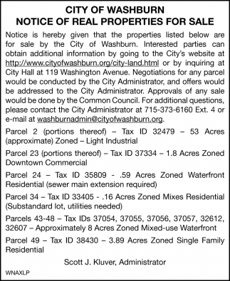 Notice Of Real Properties For Sale