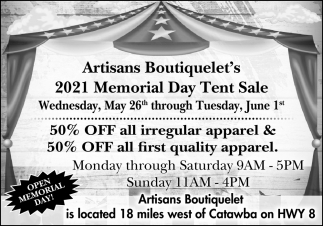 2021 Memorial Day Tent Sale