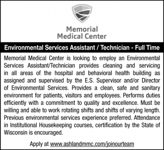 Environmental Services Assistant / Technician