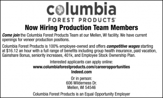 Now Hiring Production Team Members