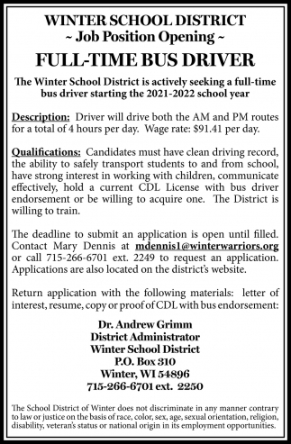 Full-Time Bus Driver