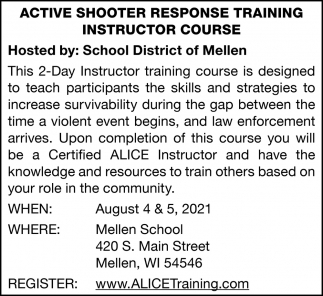 Active shooter Response Training Instructor Course