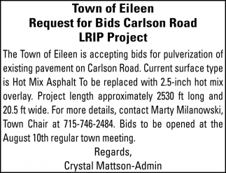 Request For Bids Carlson Road