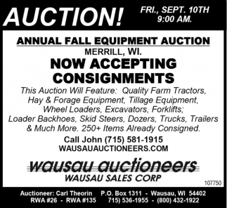 Annual Fall Equipment Auction