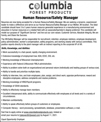 Human Resource/Safety Manager