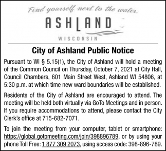 City of Ashland Public Notice