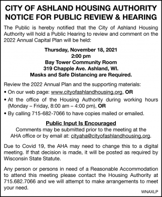 Notice for Public Review & Hearing