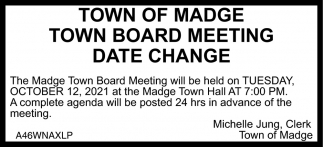 Town Board Meeting Date Change