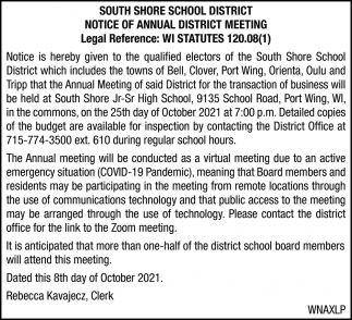 Notice Of Annual District Meeting